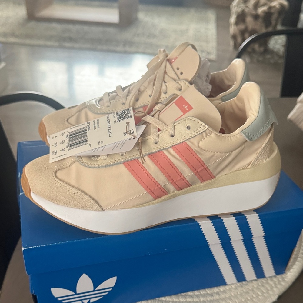 Adidas Women's Cream and Coral Sneakers